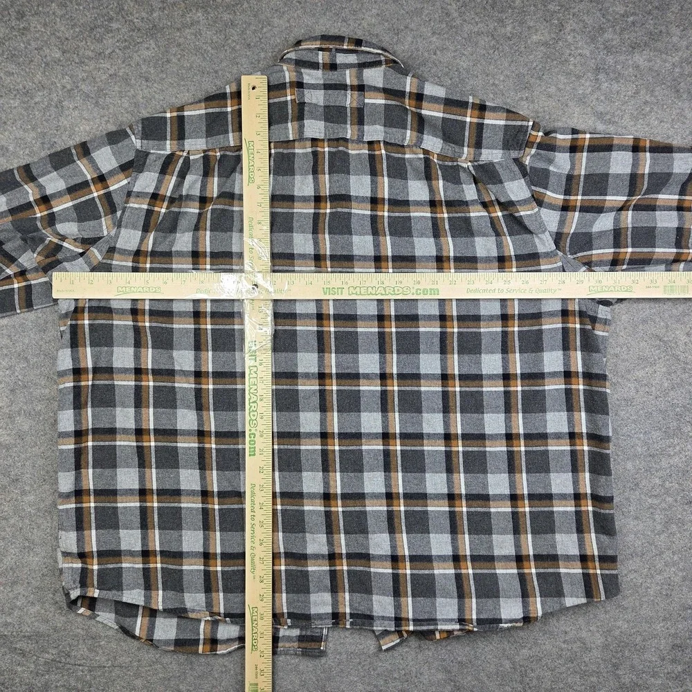 Duluth Trading Shirt Mens 3XL Gray Plaid Flannel Button Long‎ Sleeve Casual